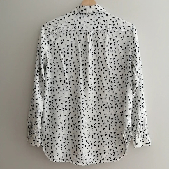 Maje Chacha Letter Print Silk Viscose Button Up Blouse Twee Maje 1 or Small - Picture 3 of 16